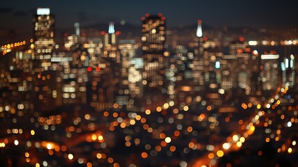 Blurred abstract bokeh background of San Francisco city lights at night : Generative AI
