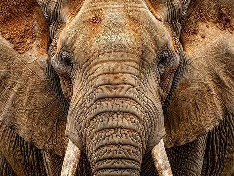A Close Up Detailed Photo of an Elephant's Face