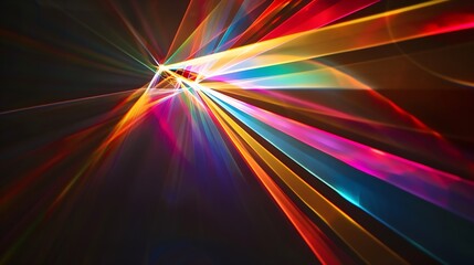 Prism Rainbow Light Flares Overlay on Black Background : Generative AI