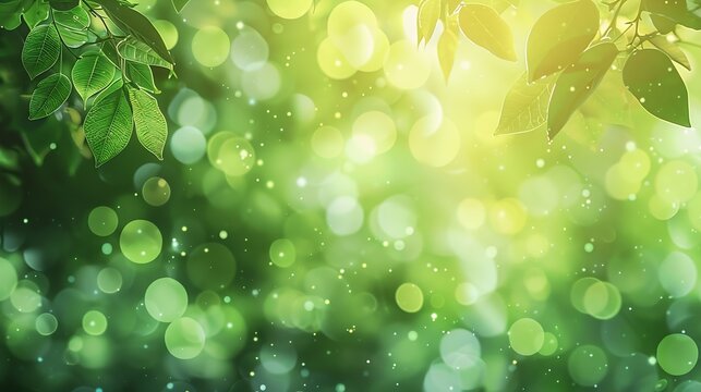 Abstract blurred nature background with bokeh for creative designs Green leaves bokeh out of focus background from nature forest Green Nature spring and natural light in blur style wit : Generative AI