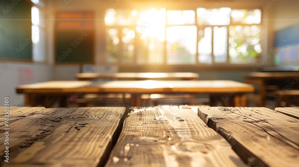 Aufkleber rustic wooden table in a classroom setting perfect for displaying educational products or designs ta