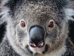 A Close Up Detailed Photo of a Koala's Face