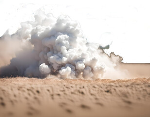 Cloud of dust coming off a dirt road with a defocused background. Generative AI - Powered by Adobe