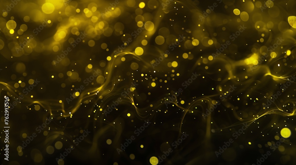 Fototapete yellow abstract bokeh made from christmas lights on black isolated background holiday concept blur b