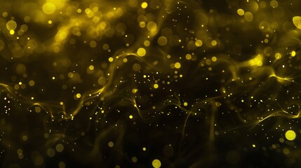 Yellow abstract bokeh made from Christmas lights on black isolated background Holiday concept blur...