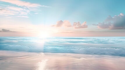 Fototapeta na wymiar background of nature concept Abstract blur beach and blue sunrise : Generative AI
