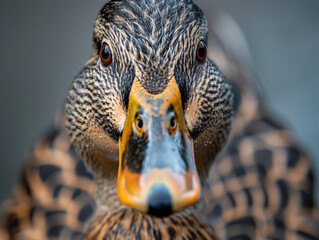 A Close Up Detailed Photo of a Duck's Face