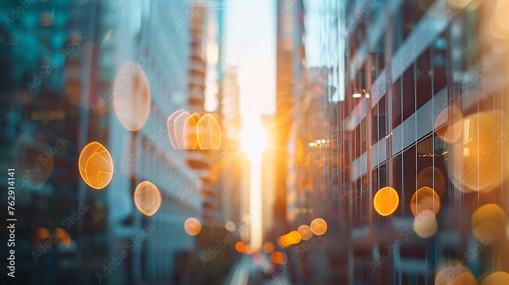 Poster abstract background of city street in bokeh : generative ai