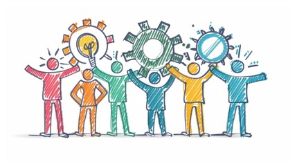 Collaborative team working together