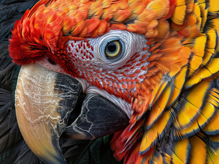 A Close Up Detailed Photo of a Parrot's Face