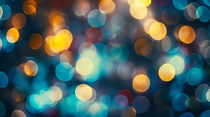 Abstract bokeh blurred background defocused night lighting for design Multicolored circles spots of light Lens Blur effect of a soft outoffocus background : Generative AI - obrazy, fototapety, plakaty
