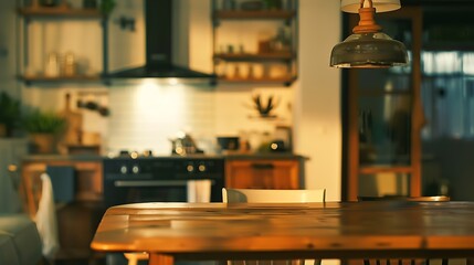 Fototapeta na wymiar Blurred view of kitchen interior : Generative AI