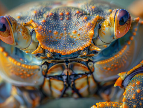 A Close Up Detailed Photo of a Crab's Face