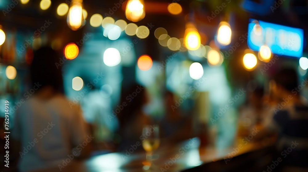 Poster blurred background people in the bar : generative ai