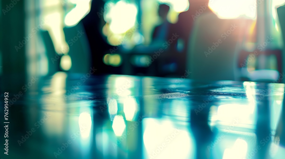 Poster blurred soft of people meeting at table : generative ai