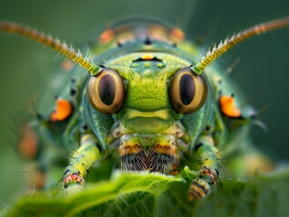 A Close Up Detailed Photo of a Caterpillar's Face