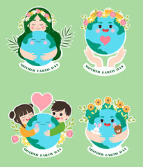 Earth day. Environment friendly or recycling concept illustration for poster, banner, graphic print. Vector illustration