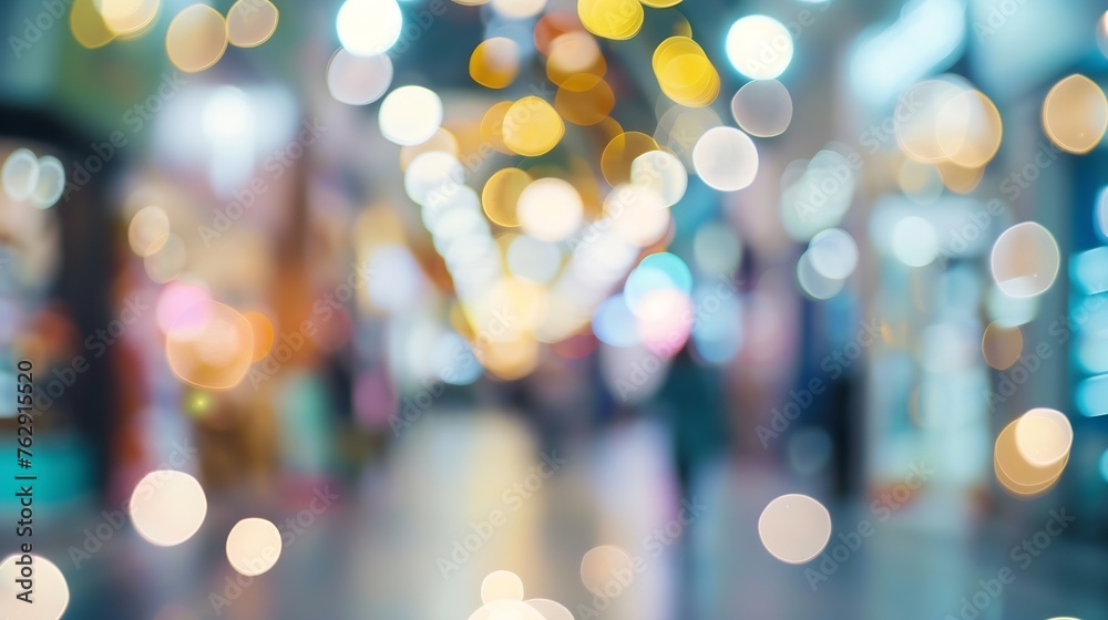Poster abstract blur and defocus shopping mall in department store interior for background : generative ai