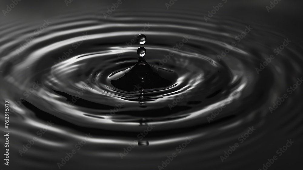 Aufkleber panorama water ripples from a drop of water in the dark water drop dark tone abstract black circle w
