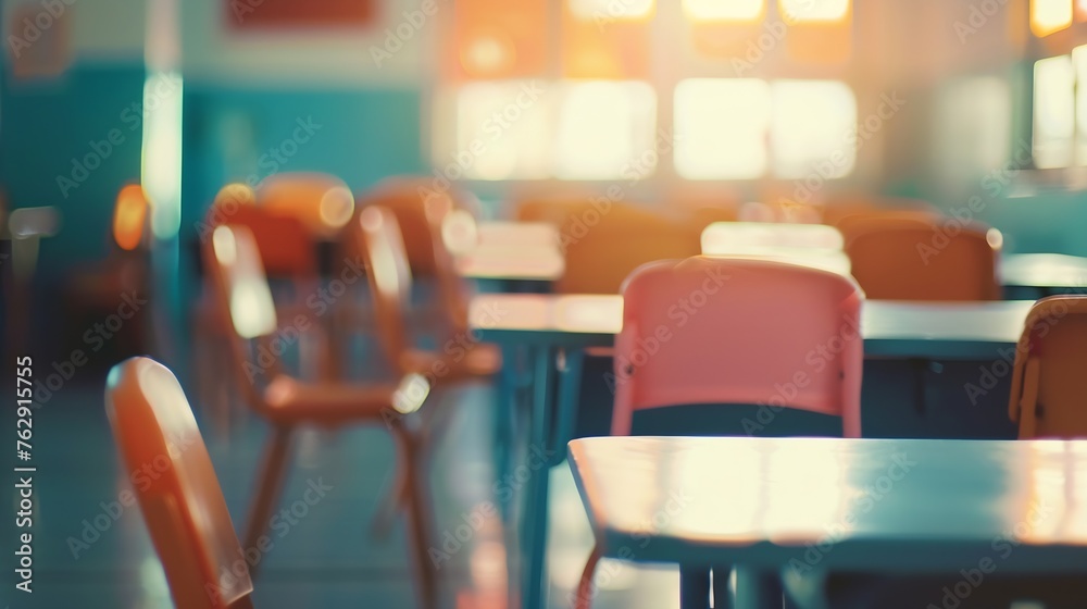 Poster On the blurred background of the empty classroom : Generative AI