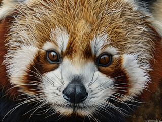 A Close Up Detailed Photo of a Red Panda's Face