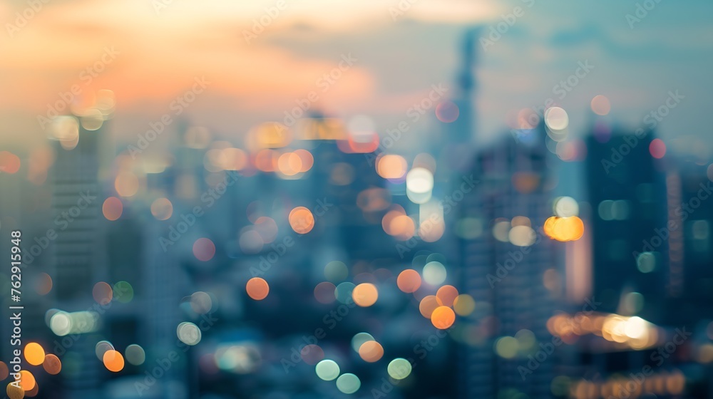 Poster City view blurred background Office and window view background Bokeh and copy space : Generative AI