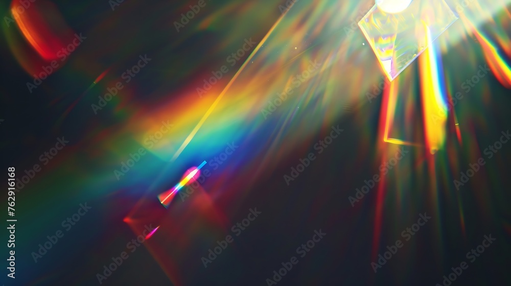 Aufkleber a prism rainbow light on dark background overlay crystal flare abstract effect holographic sunlight 