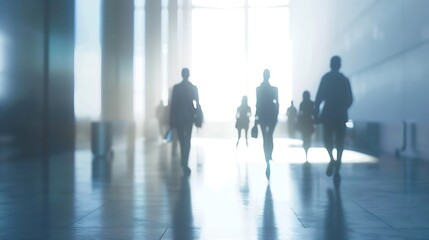 blurred people walking in a modern hall : Generative AI