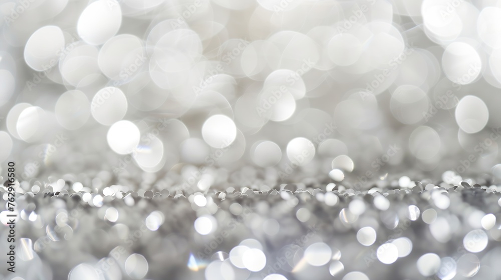 Poster Abstract blur white and silver background with soft shimmer for displayWhite bokeh abstract background : Generative AI