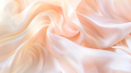 Light pale tender peach pink beige white silk satin fabric Elegant luxury abstract background for design Color gradient Lines Curtain Drapery Soft folds Gentle Template Baby birthday n : Generative AI - Powered by Adobe