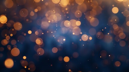 Festive abstract defocused Background with bokeh lights photographic effect Golden Christmas light spots on dark blue background defocused Beautiful Blurred Holiday Texture for design : Generative AI