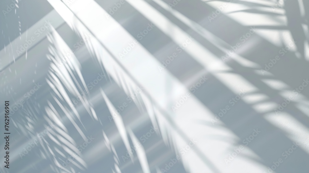 Poster Blurred overlay effect for photo and mockups Wall texture with organic drop diagonal shadow and rays of light on a white wall shadows for natural light effects : Generative AI