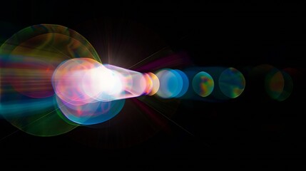 Abstract blurred colorful lens flare bokeh on black : Generative AI