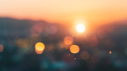 Out of Focus Landscape View of Sunset : Generative AI
