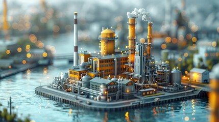 Fototapeta premium Landfill power plants utilize methane emitted from waste decomposition, converting it into sustainable energy, mitigating greenhouse gas emissions, and fostering a cleaner environment. 