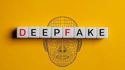 Deepfake concept matching facial movements. Face swapping or impersonation.