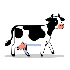 Vector illustration of a dairy cow in a minimalist and flat style isolated on white.