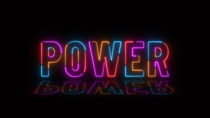 Abstract colorful neon texture POWER illustration background.