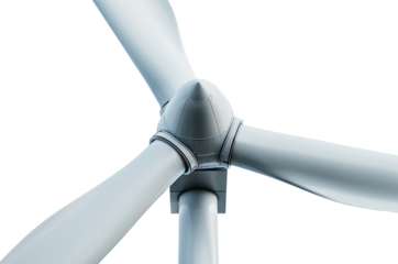 Close-up of wind turbine isolated on transparent background