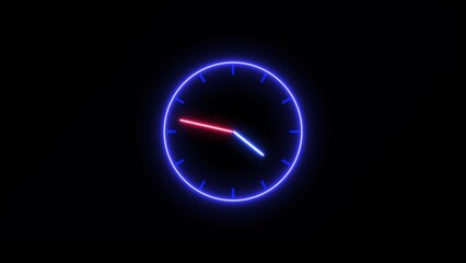 Abstract beautiful neon clock icon illustration background .