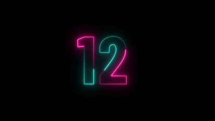 Neon countdown number background illustration 4k.
