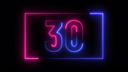 Neon countdown number background illustration 4k.