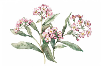 water color illustration of alyssum on white