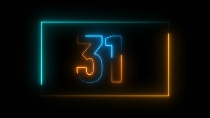 Neon countdown number 0 to 100 digit background illustration.	