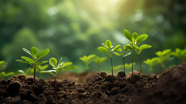 growth trees concept coffee bean seedling nature background