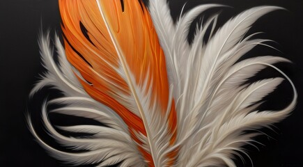 white feather on black background