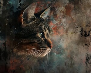 Create a piece inspired by the deep love and appreciation for cats, capturing the essence of an ailurophile, background with copy space