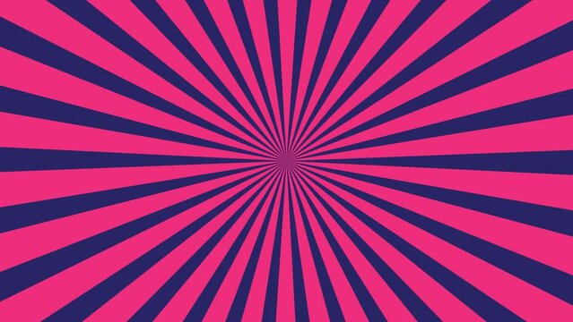 Animated spiral background. Seamless loop. Pop art pink and dark color. retro sunburst background. Animation background