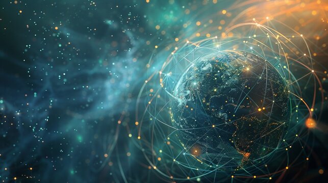 Explore the concept of the noosphere in your artwork, representing the interconnectedness of human consciousness and technology, minimalist
