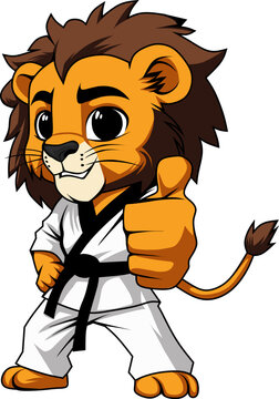 Martial arts karate lion logo thumbs up vector designs